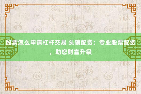 股票怎么申请杠杆交易 头狼配资：专业股票配资，助您财富升级