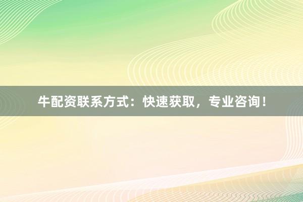 牛配资联系方式：快速获取，专业咨询！