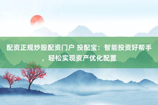 配资正规炒股配资门户 投配宝：智能投资好帮手，轻松实现资产优化配置