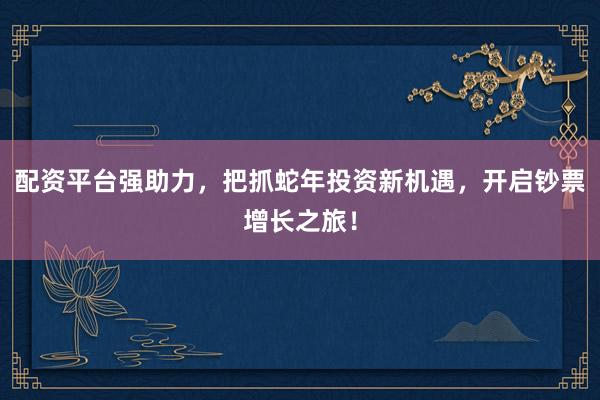 配资平台强助力，把抓蛇年投资新机遇，开启钞票增长之旅！
