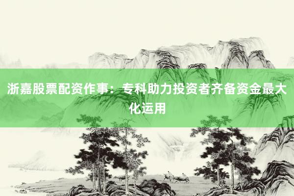浙嘉股票配资作事：专科助力投资者齐备资金最大化运用