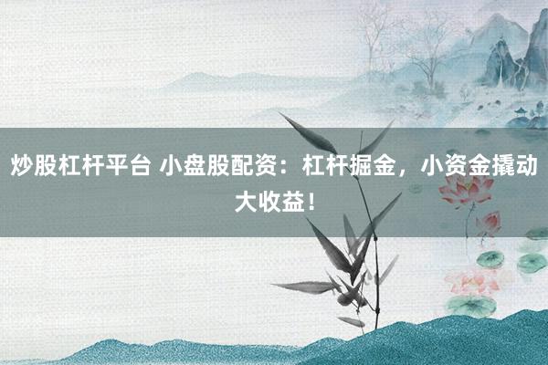 炒股杠杆平台 小盘股配资：杠杆掘金，小资金撬动大收益！
