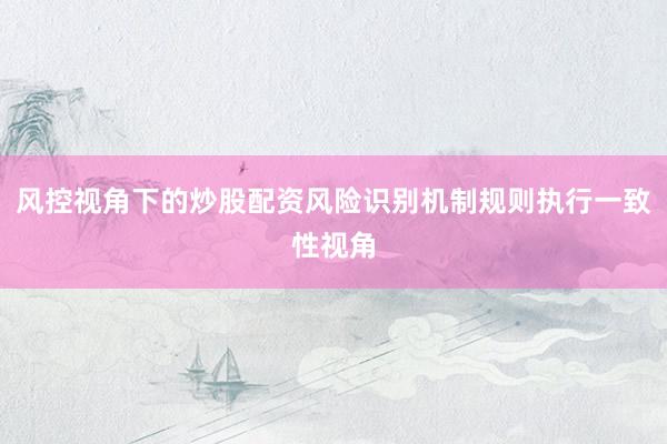 风控视角下的炒股配资风险识别机制规则执行一致性视角