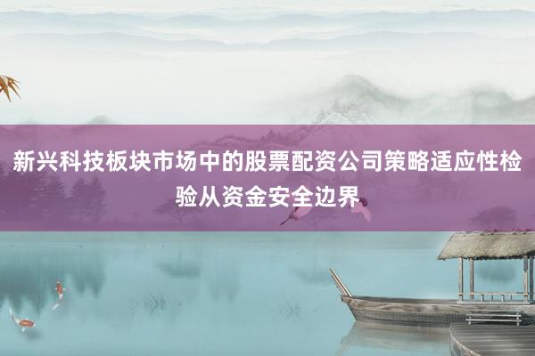 新兴科技板块市场中的股票配资公司策略适应性检验从资金安全边界