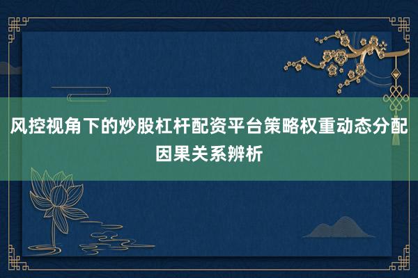 风控视角下的炒股杠杆配资平台策略权重动态分配因果关系辨析