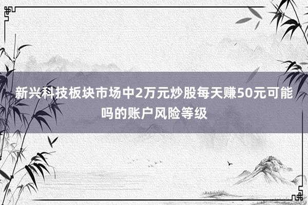 新兴科技板块市场中2万元炒股每天赚50元可能吗的账户风险等级