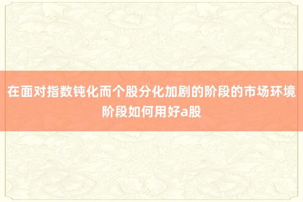 在面对指数钝化而个股分化加剧的阶段的市场环境阶段如何用好a股