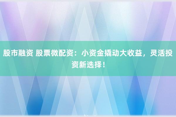 股市融资 股票微配资：小资金撬动大收益，灵活投资新选择！