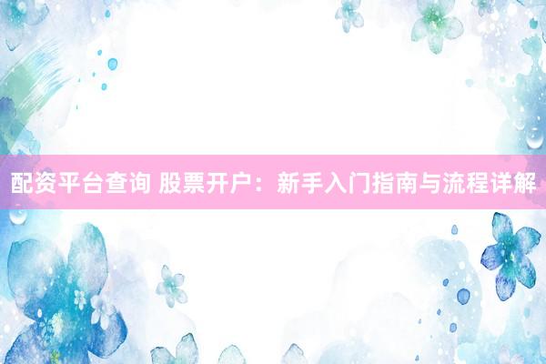 配资平台查询 股票开户：新手入门指南与流程详解