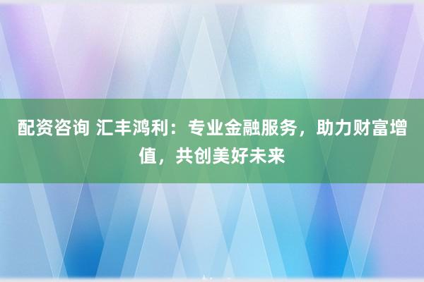 配资咨询 汇丰鸿利：专业金融服务，助力财富增值，共创美好未来